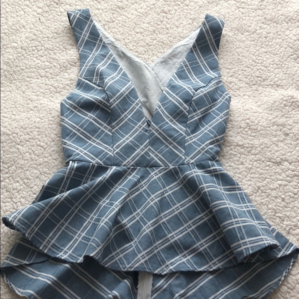 Peplum open back top
